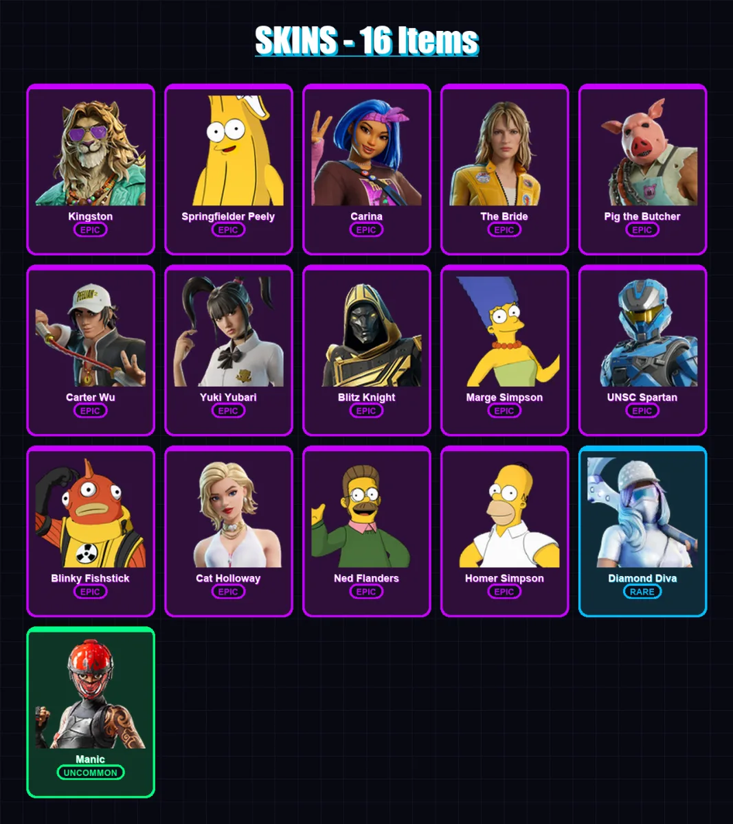 [PC/PSN] | Kingston | Springfielder Peely | Carina | The Bride | Pig the Butcher | 16 skin | 41 pickaxe | 20 emote | 28 glider | Lv437 — Fortnite account