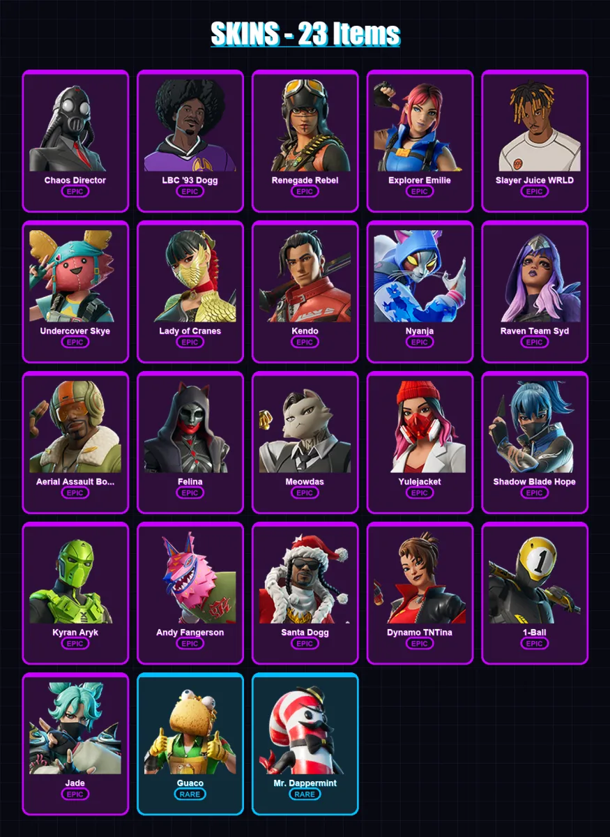 [PC/XBOX/PSN] | Chaos Director | LBC '93 Dogg | Renegade Rebel | 23 skin | Lv116