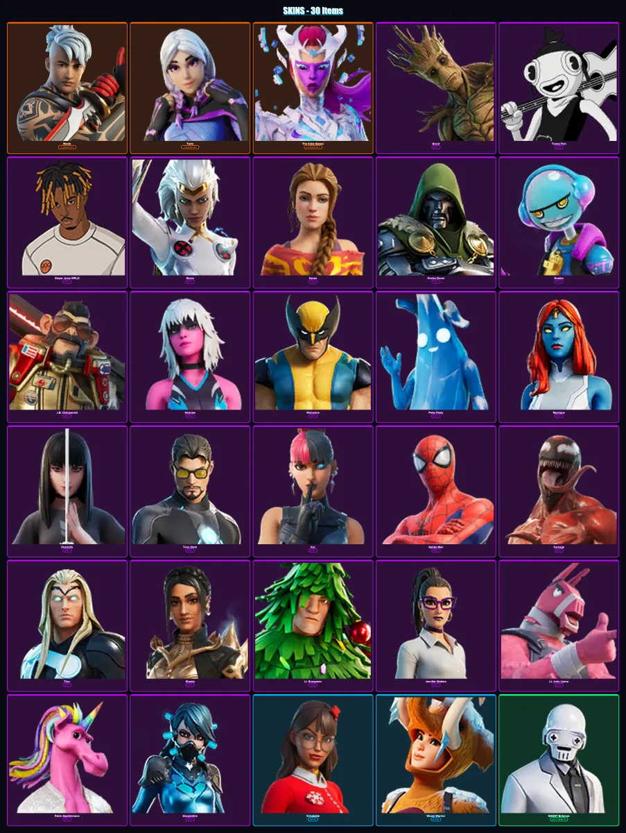 [PC/PSN] | Ronin | Torin | The Cube Queen | Groot | Toona Fish | 30 skin | 39 pickaxe | 31 emote | 39 glider | Lv750 — Fortnite account