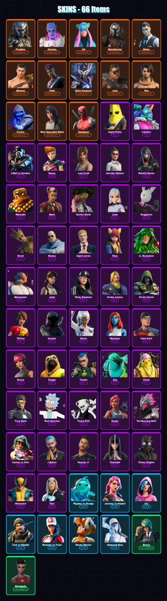 [PC/XBOX/PSN] | Predator | Kymera | Alli | Mandalorian | Midas | 66 skin | 80 pickaxe | 61 emote | 73 glider | Lv1310 — Fortnite account