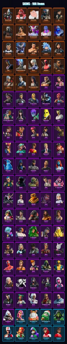 [PS4/PS5/XBOX/PC] | Eternal Knight | Valeria | Peter Griffin | Predator | Era | 108 skin | 126 pickaxe | 92 emote | 118 glider | Lv1813