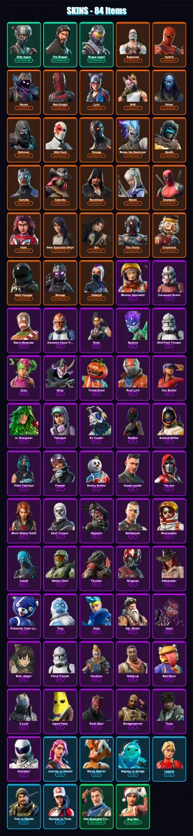 [PC] | Elite Agent | The Reaper | Rogue Agent | Ragnarok | Hybrid | 84 skin | 54 pickaxe | 89 emote | 65 glider | Lv825