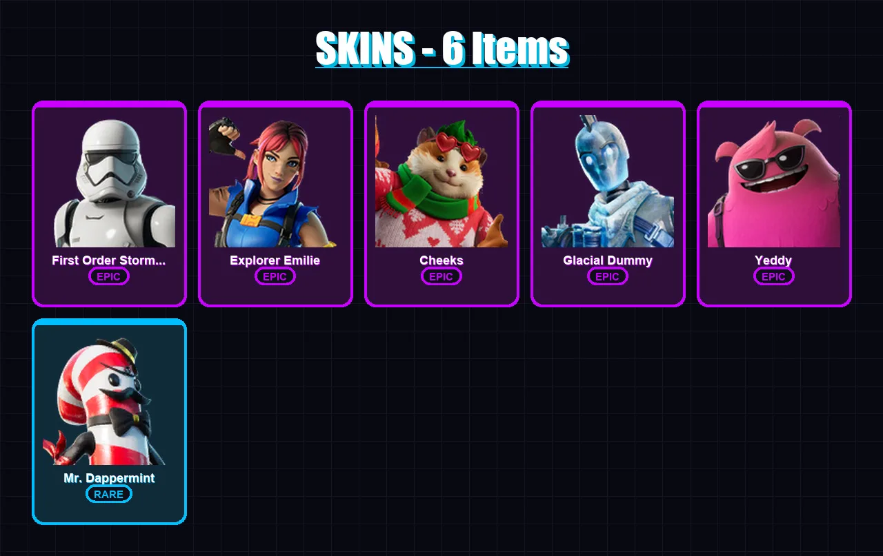 [PC/PSN] | First Order Stormtrooper | Explorer Emilie | Cheeks | Glacial Dummy | Yeddy | 6 skin | 23 pickaxe | 10 emote | 18 glider | Lv168