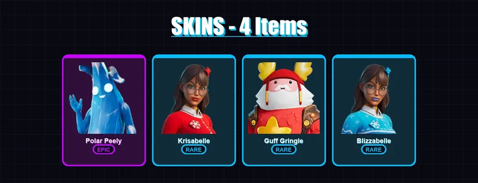 [PC/XBOX/PSN] | Polar Peely | Krisabelle | Guff Gringle | Blizzabelle | 4 skin | 8 pickaxe | 6 emote | 7 glider | Lv53 — main preview