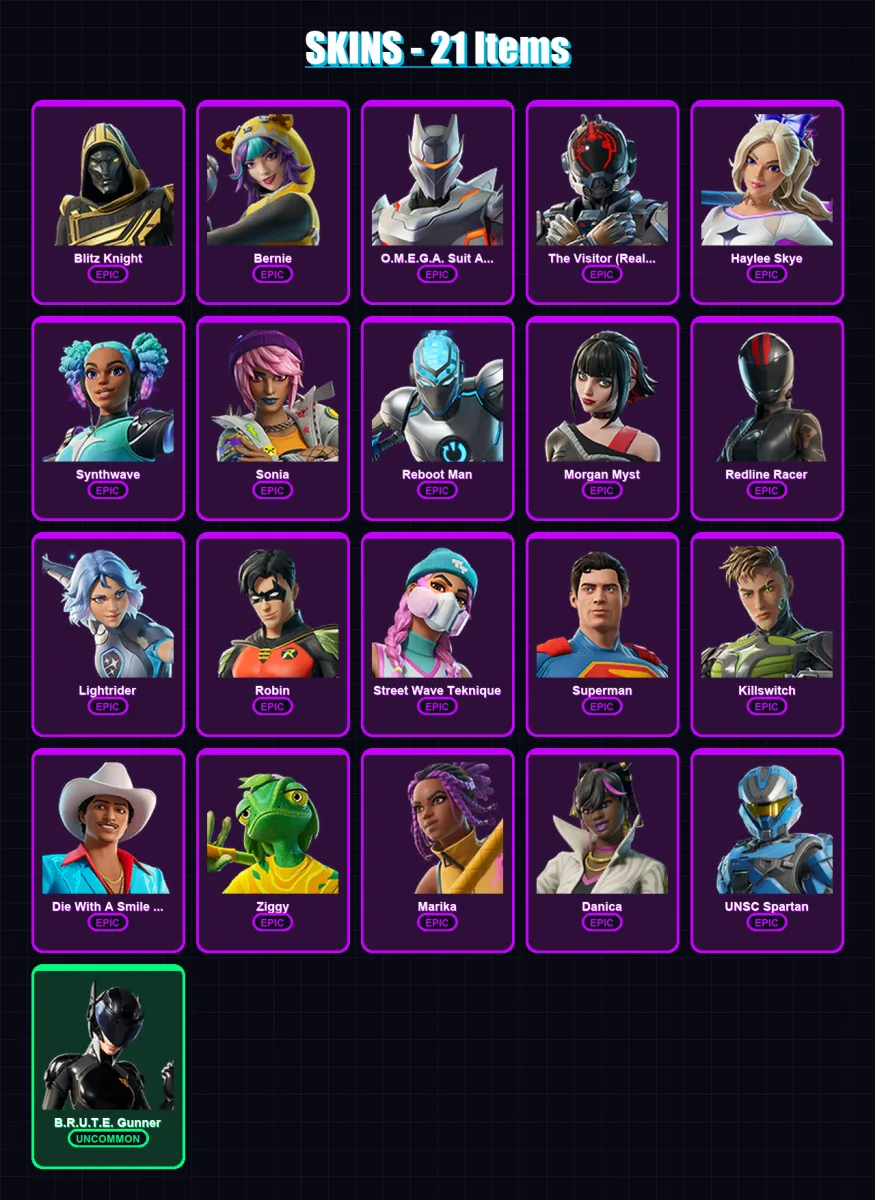 [PC/XBOX/PSN] | Blitz Knight | Bernie | O.M.E.G.A. Suit Alpha | 21 skin | Lv124 — Fortnite account