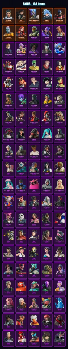 [PC/PSN] | The Ageless | Era | Renzo the Destroyer | Nezumi | Optimus Prime | 138 skin | 178 pickaxe | 127 emote | 110 glider | Lv1280