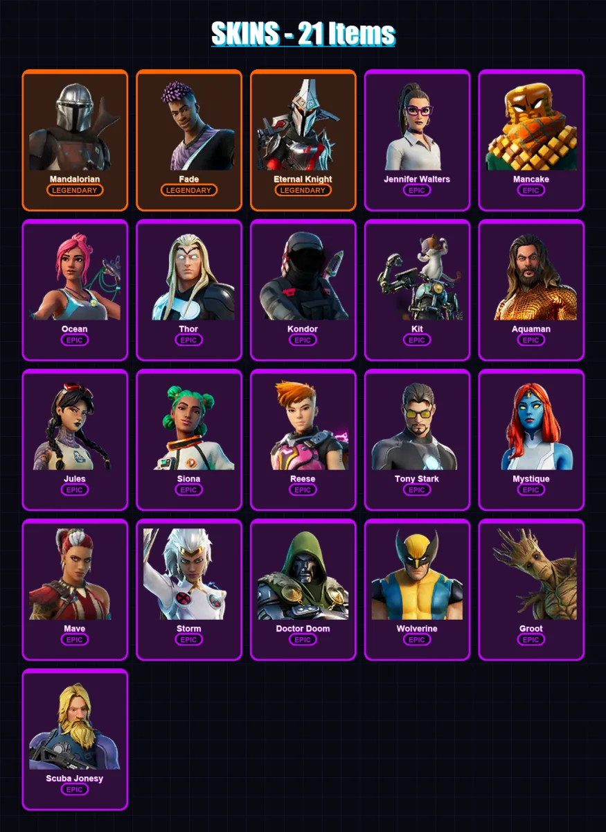 [PC/XBOX/PSN] | Mandalorian | Fade | Eternal Knight | Jennifer Walters | Mancake | 21 skin | 29 pickaxe | 27 emote | 30 glider | Lv464 — Fortnite account