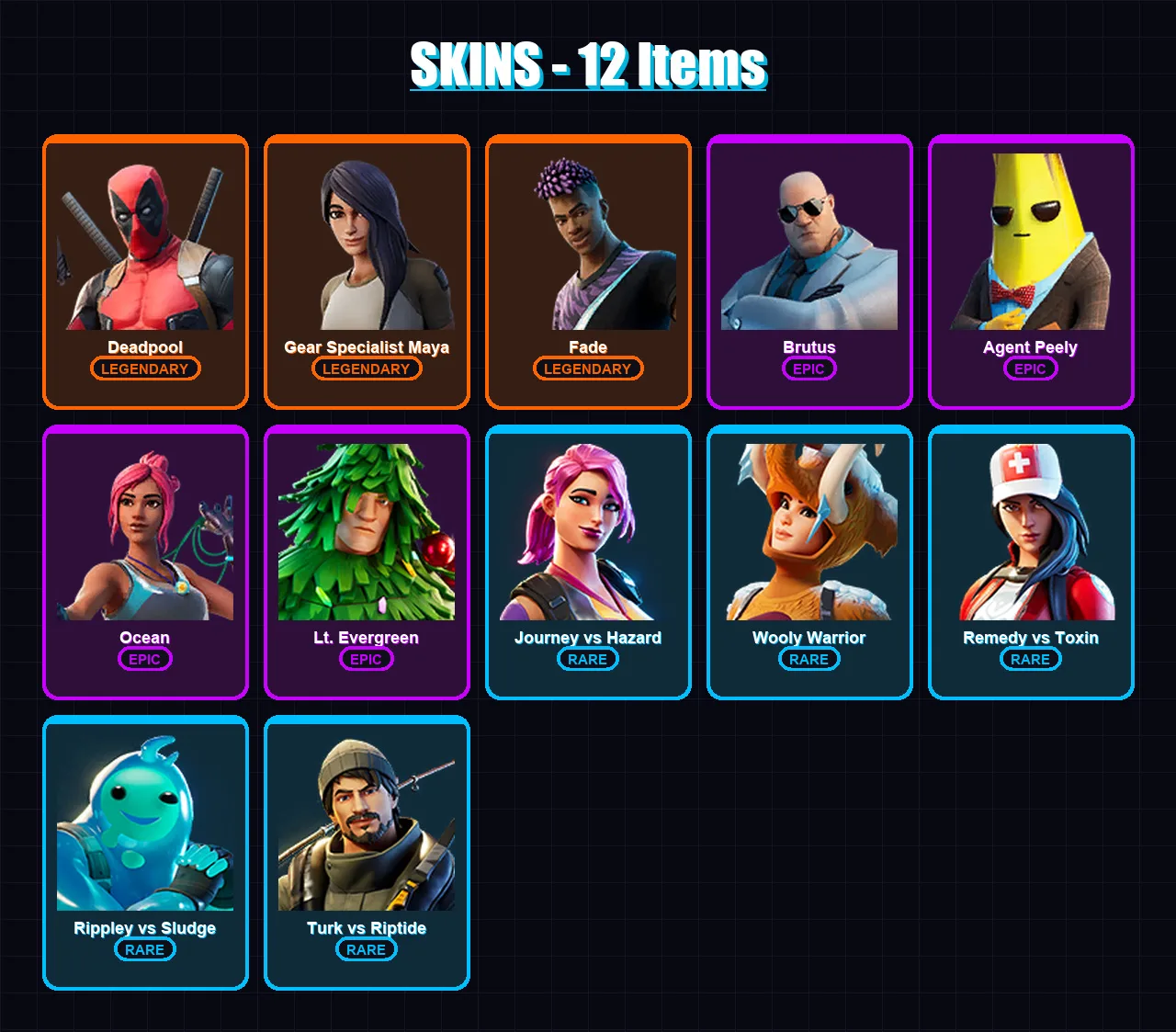 [PS4/PS5/XBOX/PC] | Deadpool | Gear Specialist Maya | Fade | Brutus | Agent Peely | 12 skin | 11 pickaxe | 10 emote | 14 glider | Lv156
