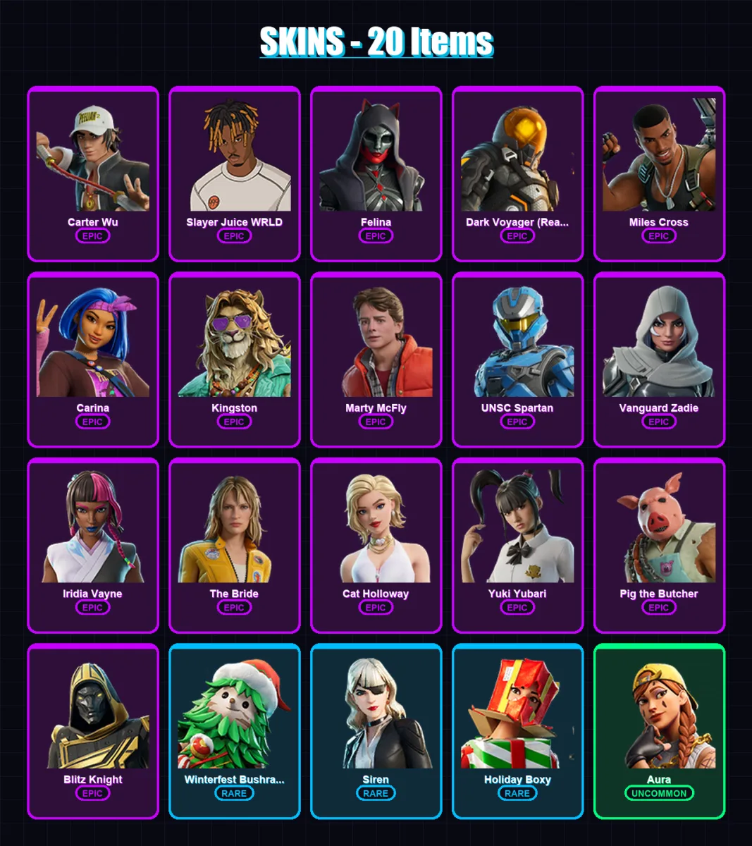 [PC/XBOX/PSN] | Carter Wu | Slayer Juice WRLD | Felina | 20 skin | Lv1510
