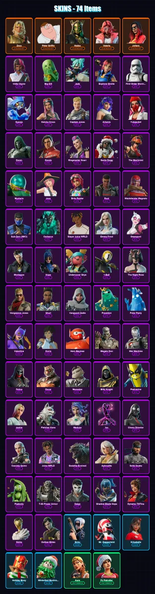 [PC/XBOX/PSN] | Zeus | Peter Griffin | Hades | Valeria | Joltara | 74 skin | 117 pickaxe | 77 emote | 78 glider | Lv2262