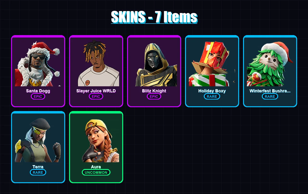 [PC/XBOX/PSN] | Santa Dogg | Slayer Juice WRLD | Blitz Knight | 7 skin | Lv301
