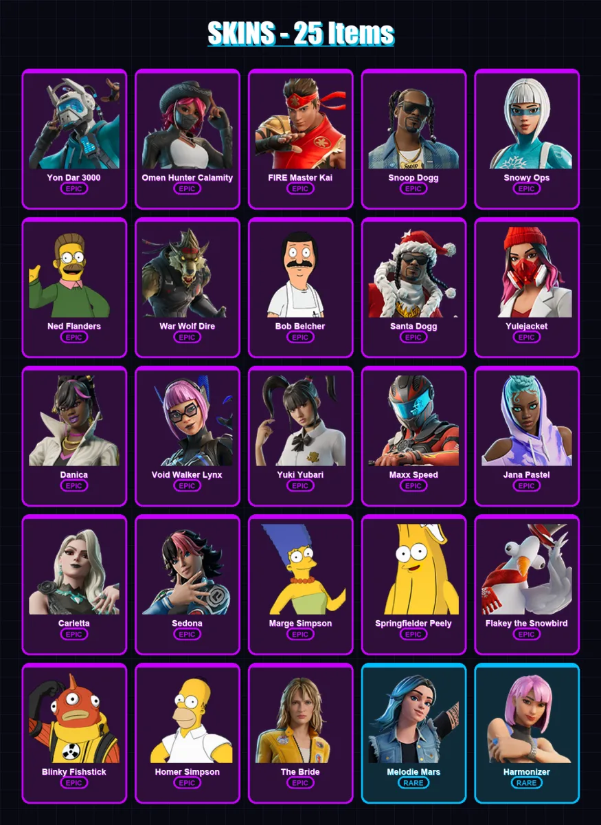 [PC/PSN] | Yon Dar 3000 | Omen Hunter Calamity | FIRE Master Kai | Snoop Dogg | Snowy Ops | 25 skin | 48 pickaxe | 23 emote | 29 glider | Lv369 — Fortnite account