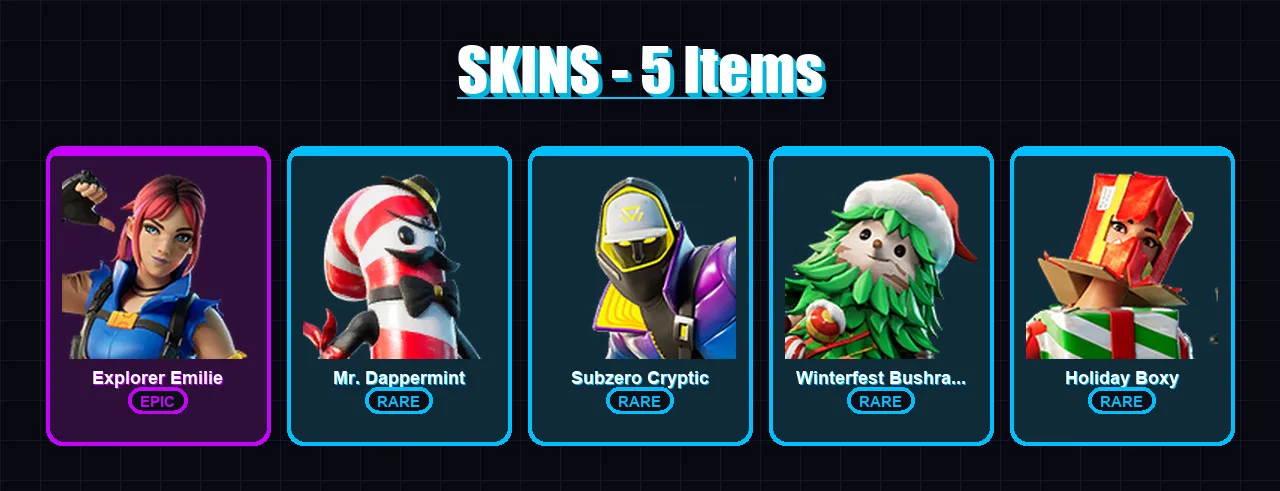 [PS4/PS5/XBOX/PC] | Explorer Emilie | Mr. Dappermint | Subzero Cryptic | 5 skin | Lv39
