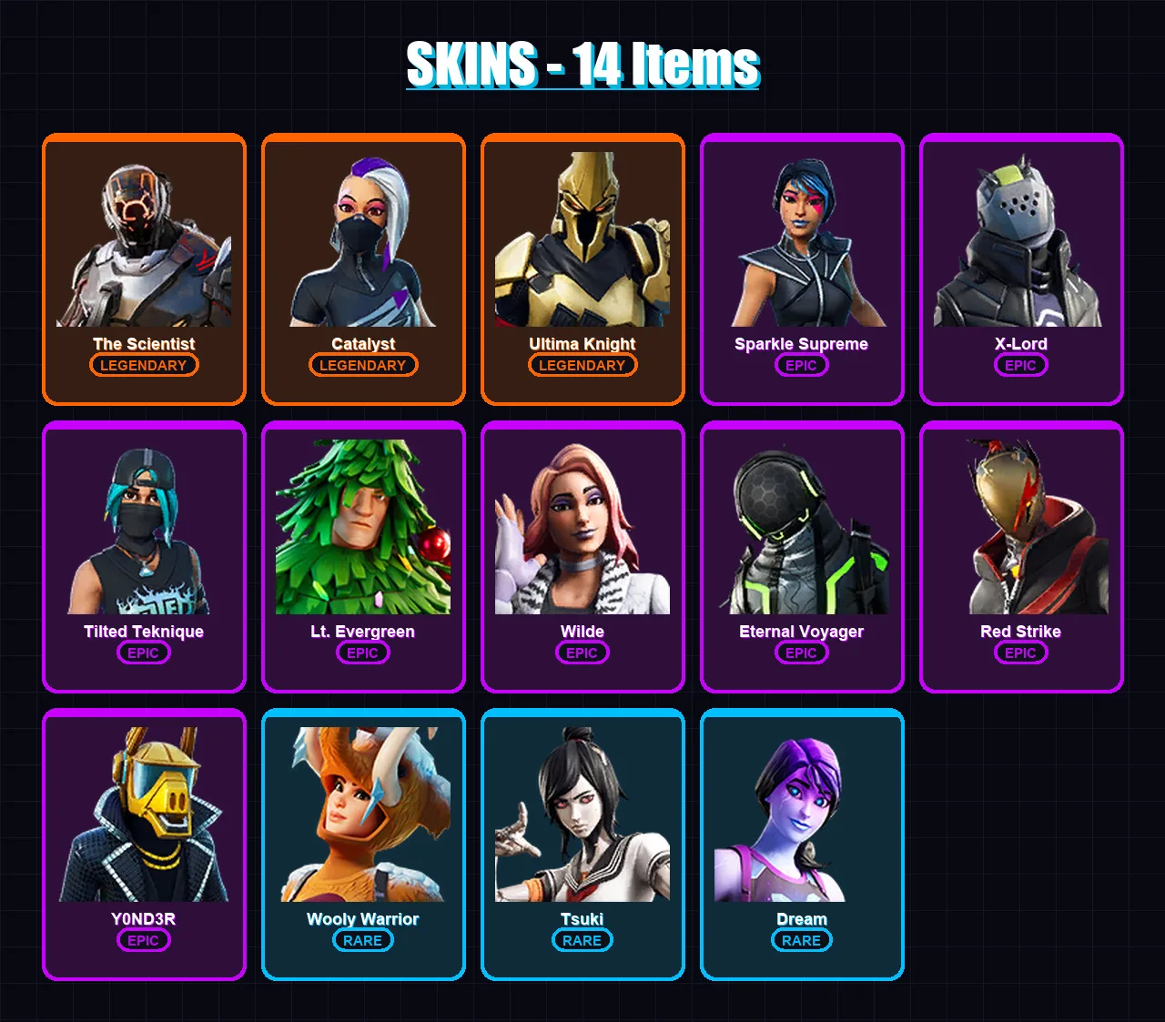 [PC/XBOX] | The Scientist | Catalyst | Ultima Knight | Sparkle Supreme | X-Lord | 14 skin | 22 pickaxe | 33 emote | 27 glider | Lv626 — Fortnite account