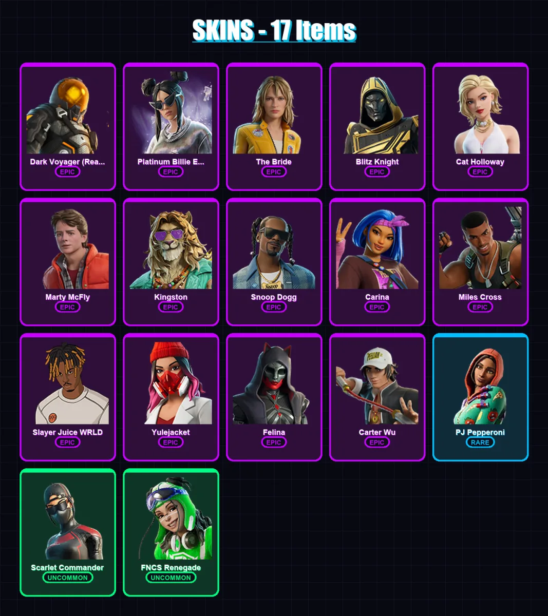 [PC] | Dark Voyager (Reality Redacted) | Platinum Billie Eilish | The Bride | 17 skin | Lv869