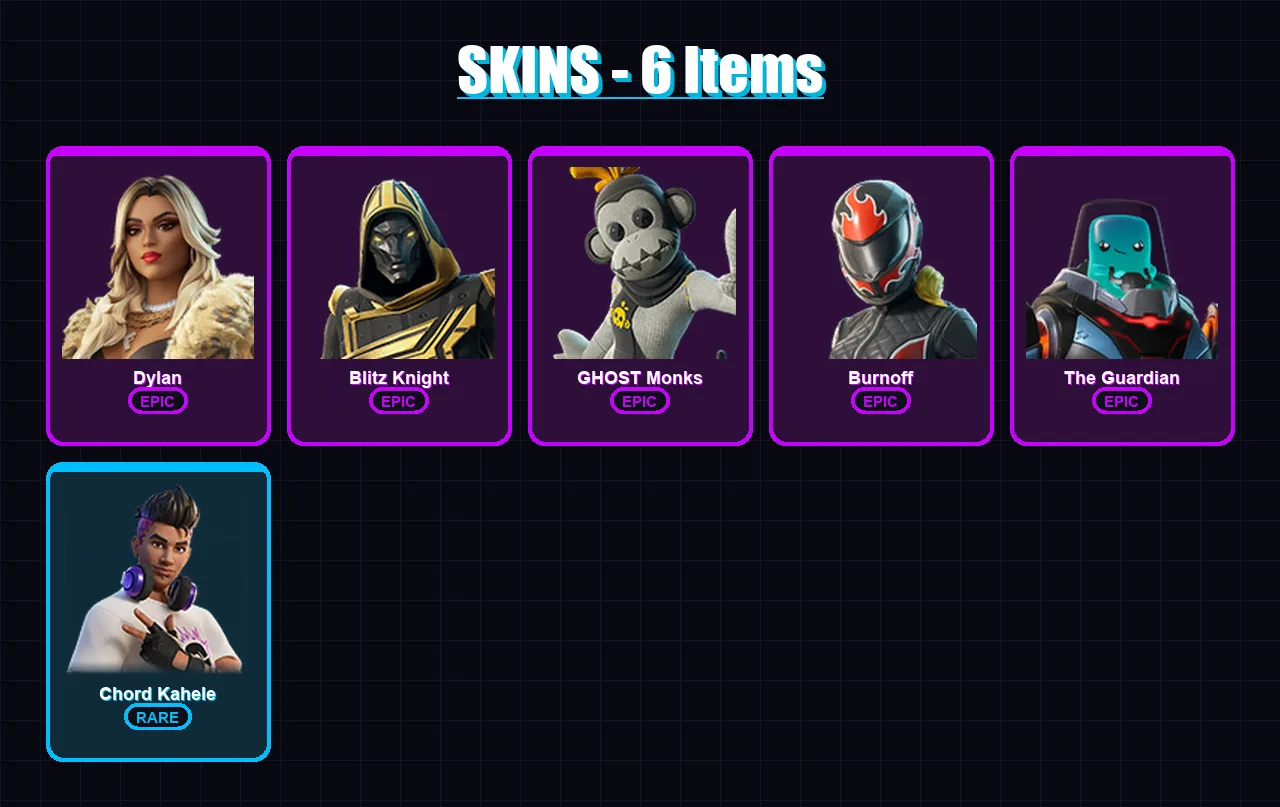 [PC/PSN] | Dylan | Blitz Knight | GHOST Monks | Burnoff | The Guardian | 6 skin | 32 pickaxe | 10 emote | 22 glider | Lv179