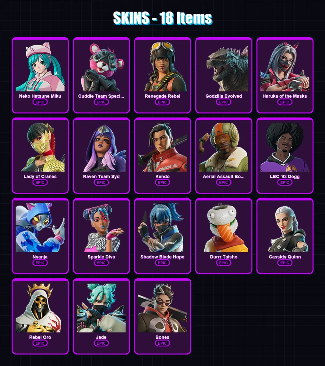 [PC/XBOX/PSN] | Neko Hatsune Miku | Cuddle Team Specialist | Renegade Rebel | 18 skin | Lv68