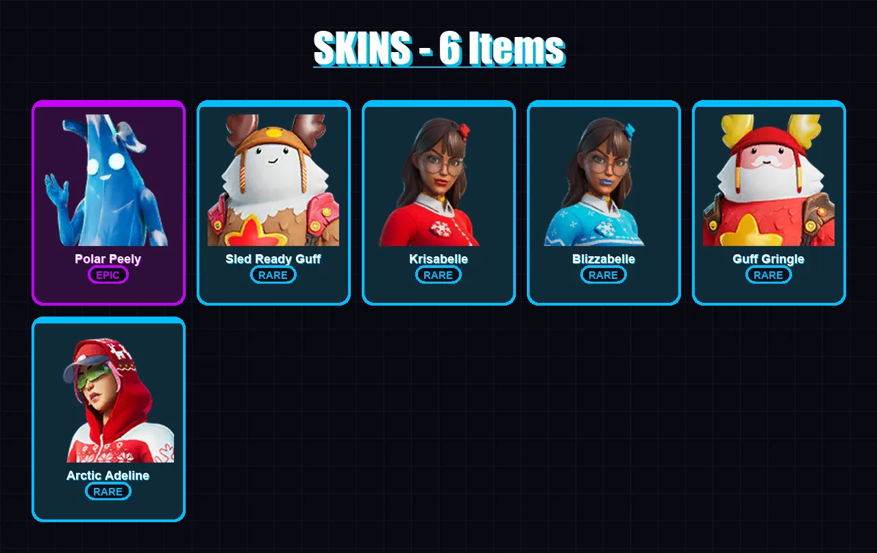 [PC/XBOX/PSN] | Polar Peely | Sled Ready Guff | Krisabelle | Blizzabelle | Guff Gringle | 6 skin | 10 pickaxe | 9 emote | 11 glider | Lv142