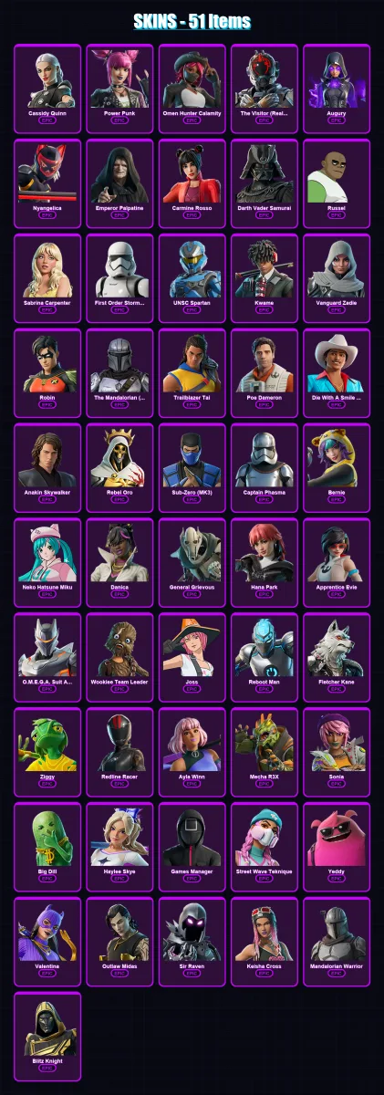 [PC/XBOX] | Cassidy Quinn | Power Punk | Omen Hunter Calamity | 51 skin | Lv355