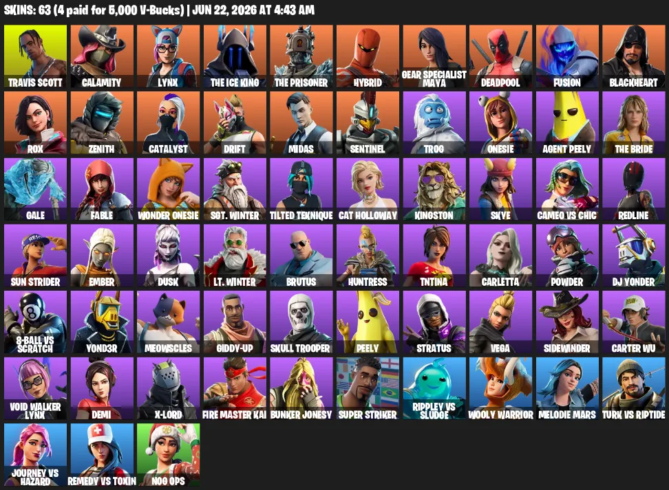 63 Skins | Travis Scott — Fortnite account