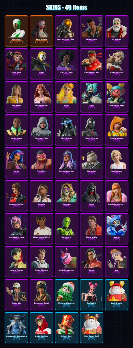 [PC/XBOX/PSN] | Backlash | Kado Thorne | Dark Voyager (Reality Redacted) | 49 skin | Lv914