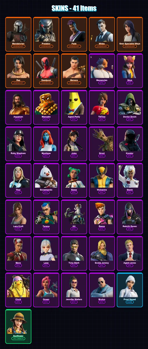 [PC/XBOX/PSN] | Mandalorian | Predator | Fade | Midas | Gear Specialist Maya | 41 skin | 46 pickaxe | 32 emote | 47 glider | Lv664 — Fortnite account