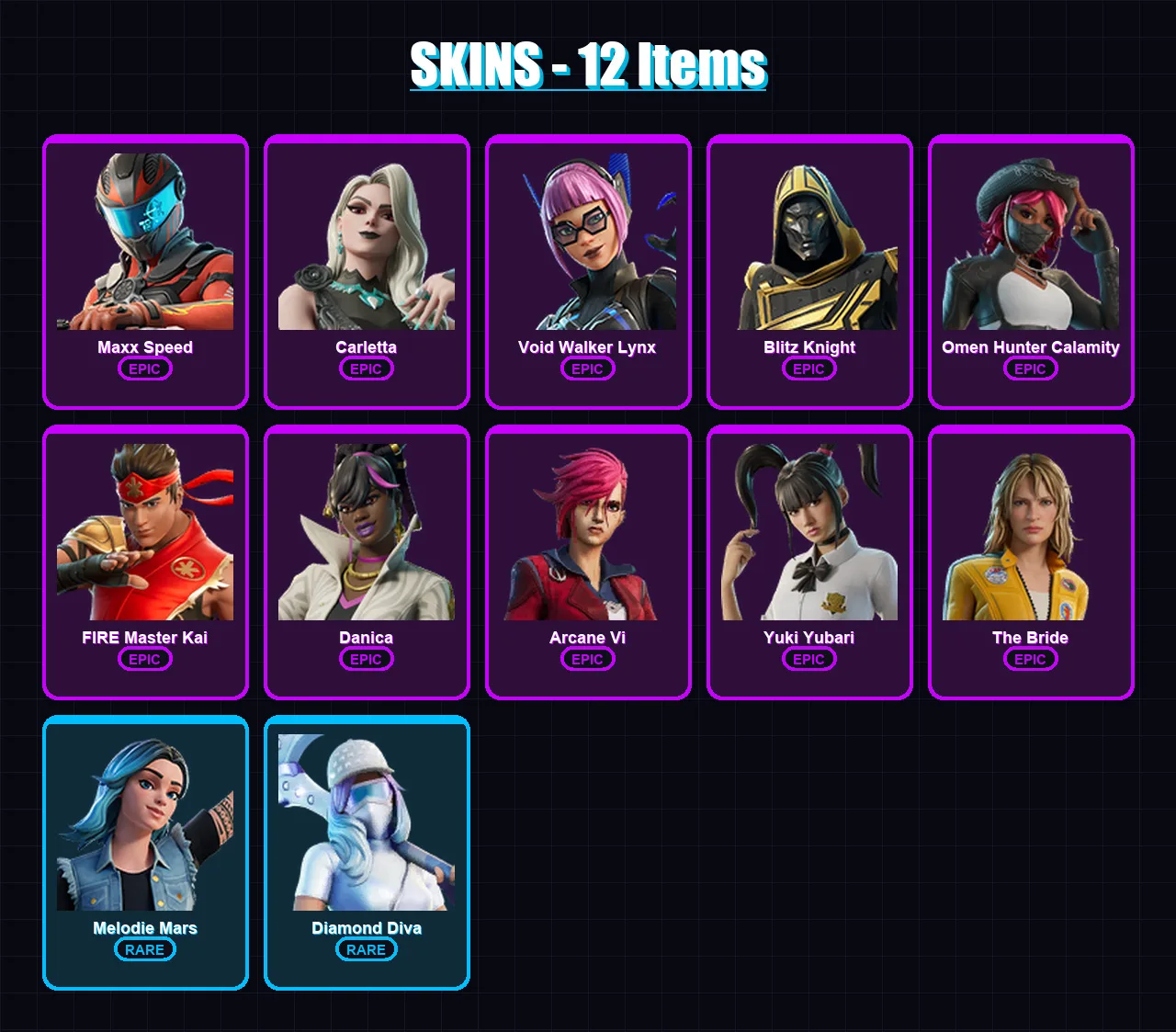 [PC/XBOX/PSN] | Maxx Speed | Carletta | Void Walker Lynx | Blitz Knight | Omen Hunter Calamity | 12 skin | 16 pickaxe | 7 emote | 11 glider | Lv59