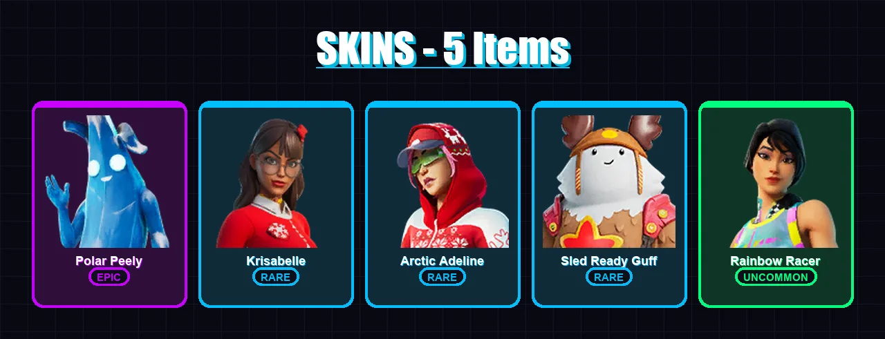 [PC/XBOX/PSN] | Polar Peely | Krisabelle | Arctic Adeline | Sled Ready Guff | Rainbow Racer | 5 skin | 20 pickaxe | 16 emote | 17 glider | Lv331