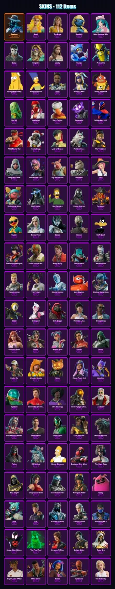 [PC/XBOX/PSN] | Deadeye | Soleil | The Bride | Squibbly | Neko Hatsune Miku | 112 skin | 164 pickaxe | 115 emote | 93 glider | Lv1139