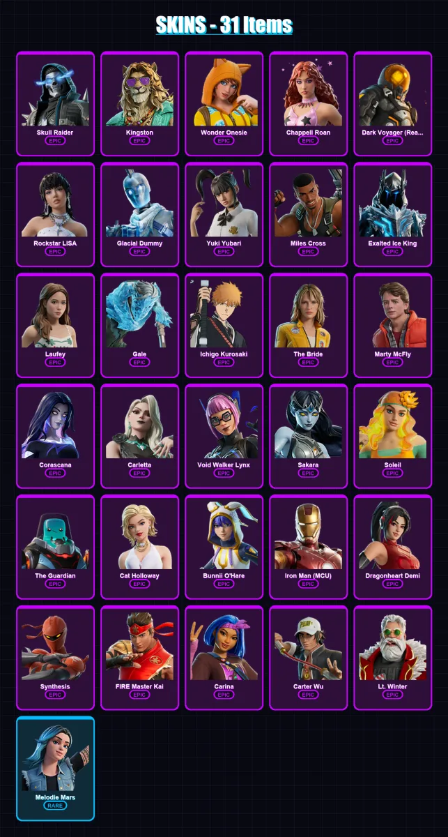 [PC/XBOX/PSN] | Skull Raider | Kingston | Wonder Onesie | 31 skin | Lv174