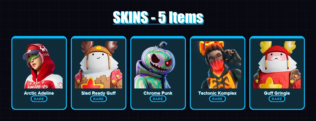 [PC/XBOX/PSN] | Arctic Adeline | Sled Ready Guff | Chrome Punk | Tectonic Komplex | Guff Gringle | 5 skin | 21 pickaxe | 14 emote | 21 glider | Lv43