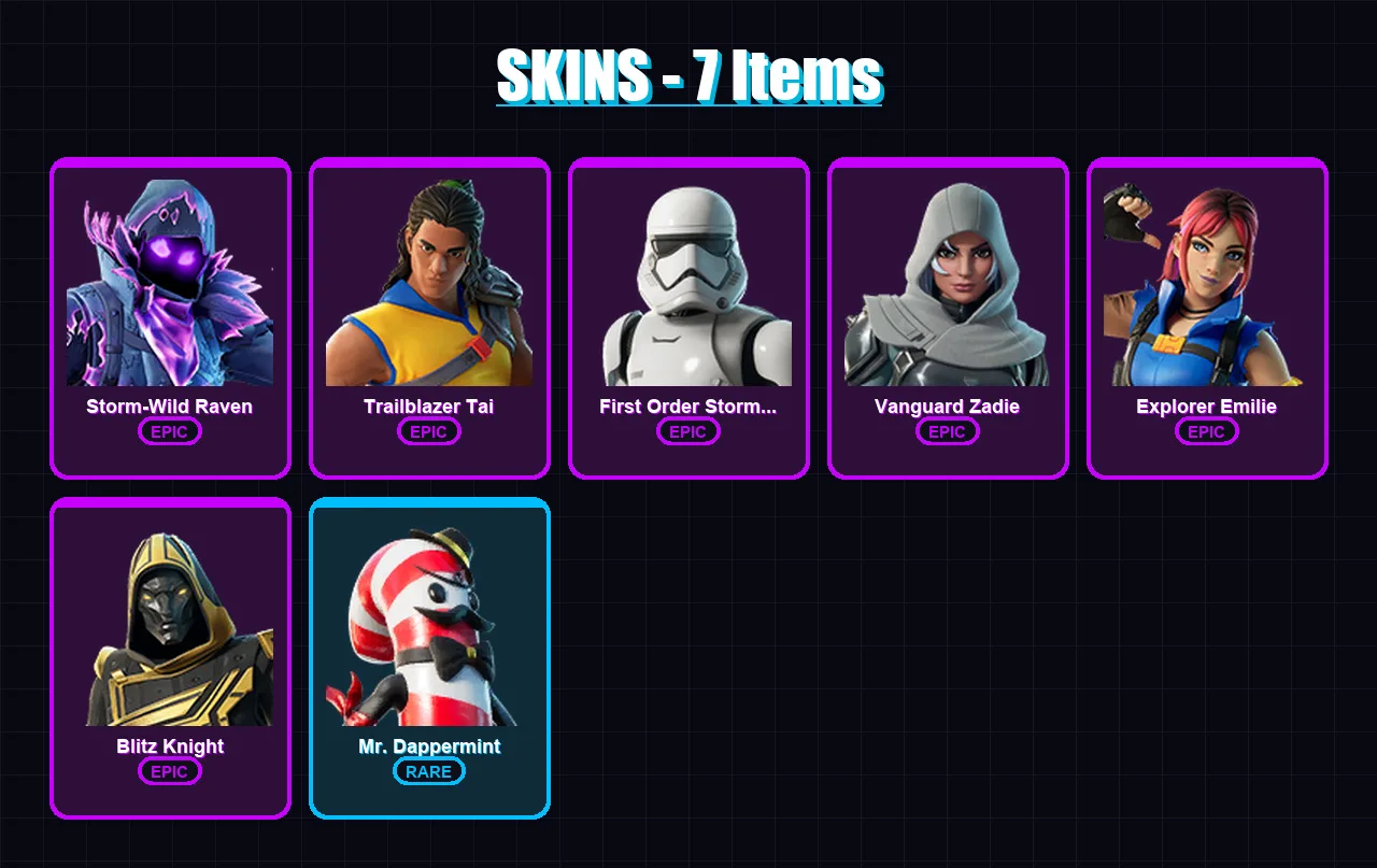 [SWITCH/XBOX/PSN/PC] | Storm-Wild Raven | Trailblazer Tai | First Order Stormtrooper | 7 skin | Lv334