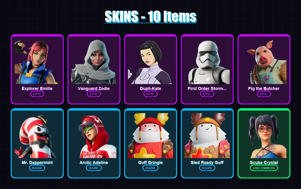 [PC/XBOX/PSN] | Explorer Emilie | Vanguard Zadie | Dupli-Kate | 10 skin | Lv691
