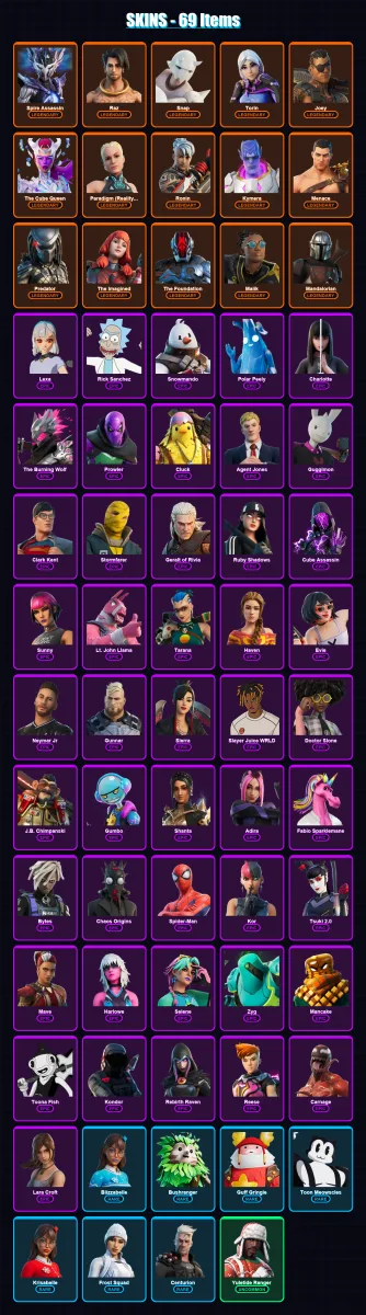 [PC/XBOX] | Spire Assassin | Raz | Snap | Torin | Joey | 69 skin | 97 pickaxe | 63 emote | 81 glider | Lv1454 — Fortnite account