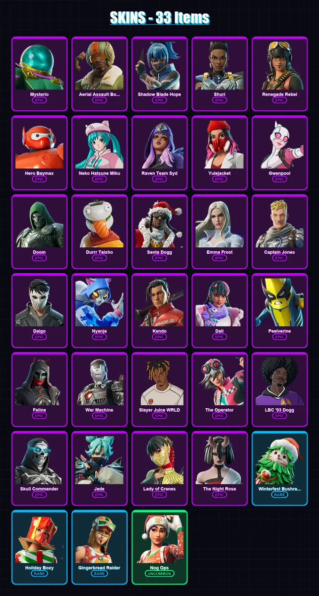 [SWITCH/XBOX/PSN/PC] | Mysterio | Aerial Assault Bomber | Shadow Blade Hope | 33 skin | Lv575