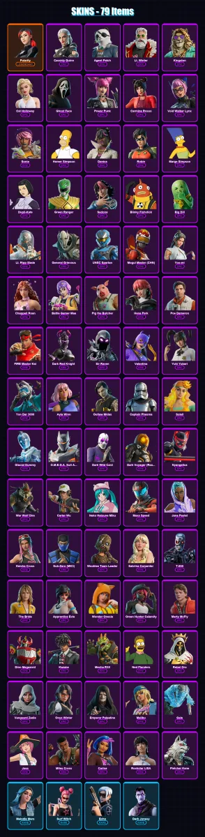 [PC] | Polarity | Cassidy Quinn | Agent Patch | Lt. Winter | Kingston | 79 skin | 112 pickaxe | 71 emote | 59 glider | Lv727