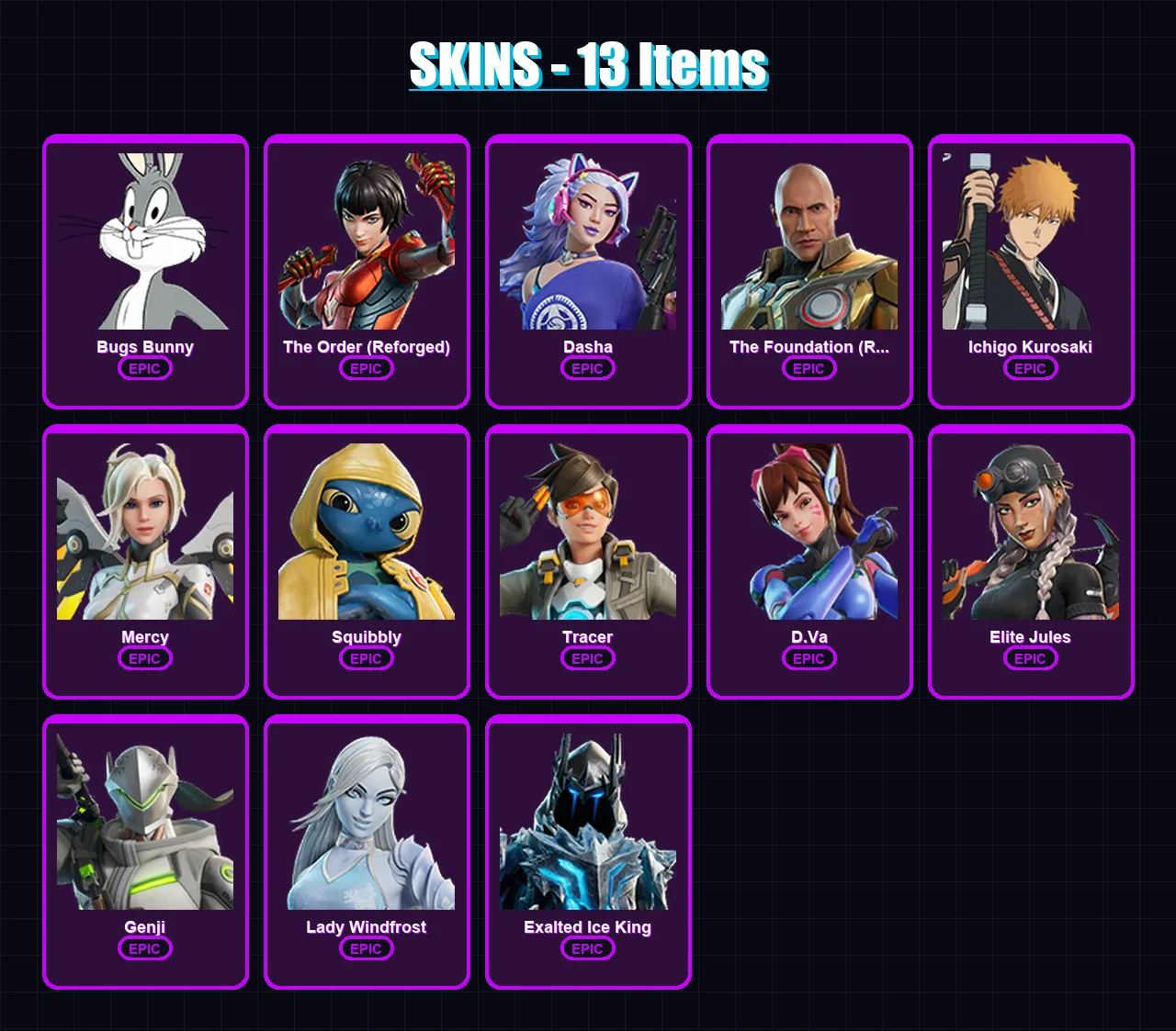 [PC/XBOX] | Bugs Bunny | The Order (Reforged) | Dasha | 13 skin | Lv125