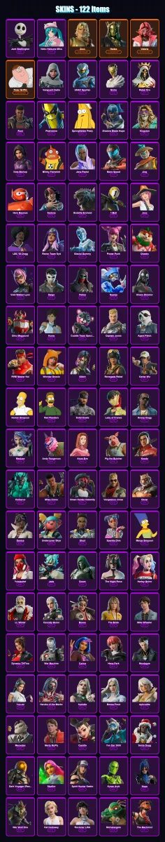 [PS4/PS5/XBOX/PC] | Jack Skellington | Neko Hatsune Miku | Zeus | Hades | Valeria | 122 skin | 157 pickaxe | 131 emote | 96 glider | Lv1549