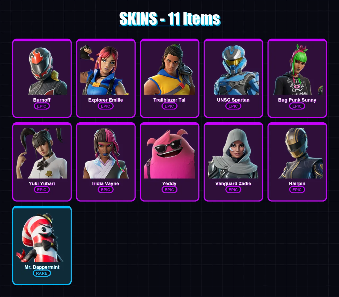 [PS4/PS5/XBOX/PC] | Burnoff | Explorer Emilie | Trailblazer Tai | UNSC Spartan | Bug Punk Sunny | 11 skin | 47 pickaxe | 16 emote | 29 glider | Lv70