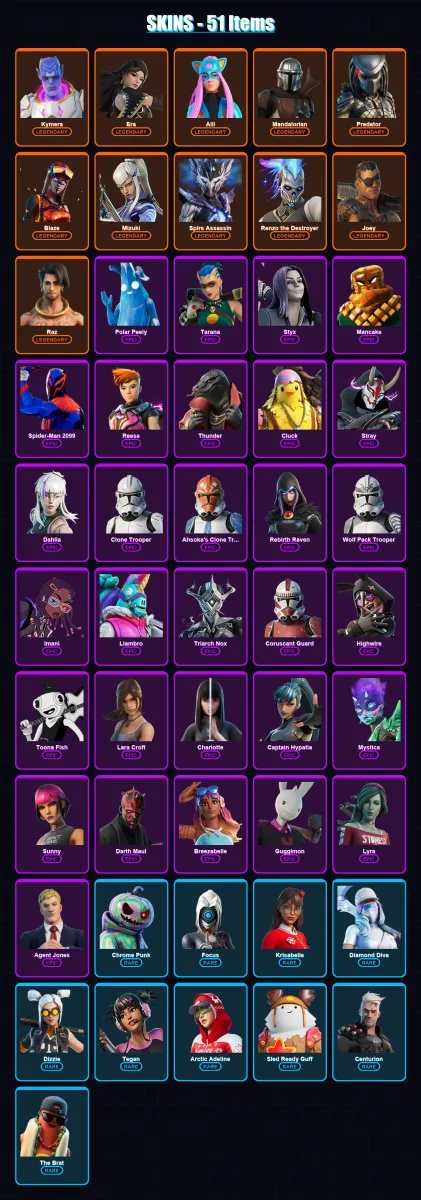 [PS4/PS5/XBOX/PC] | Kymera | Era | Alli | Mandalorian | Predator | 51 skin | 59 pickaxe | 37 emote | 45 glider | Lv689 — Fortnite account