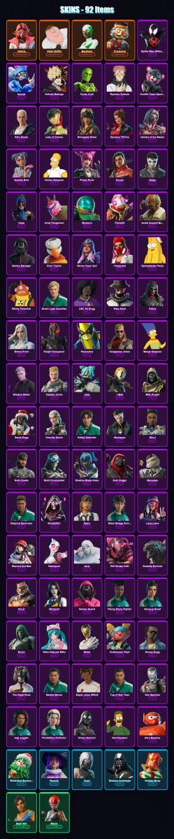 [PS4/PS5/XBOX/PC] | Valeria | Peter Griffin | Backlash | Crackshot | Spider-Man (Miles Morales) | 92 skin | 94 pickaxe | 56 emote | 57 glider | Lv64 — Fortnite account
