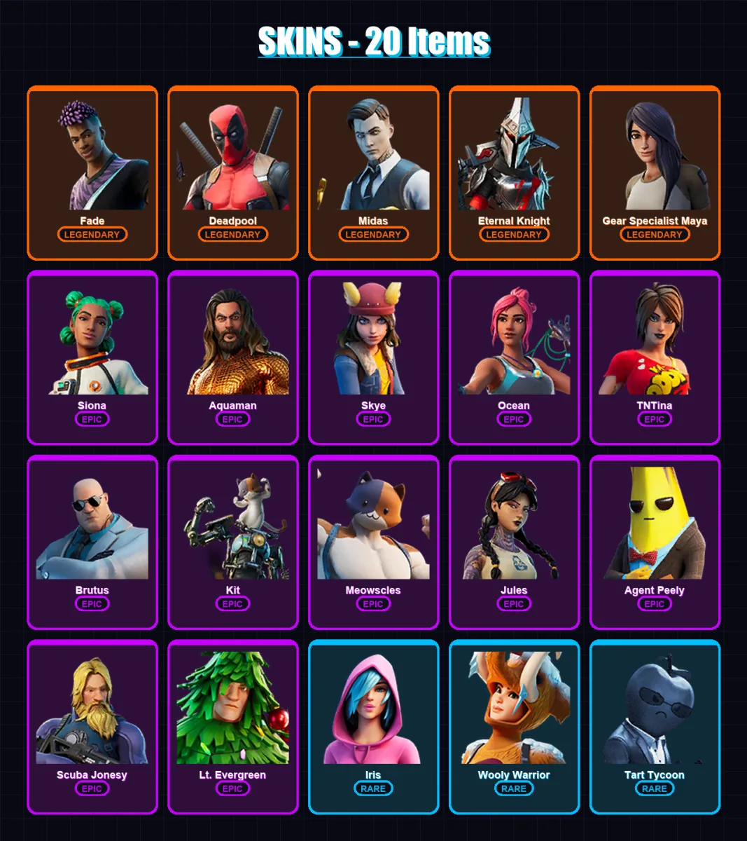 [PC/XBOX/PSN] | Fade | Deadpool | Midas | Eternal Knight | Gear Specialist Maya | 20 skin | 22 pickaxe | 25 emote | 25 glider | Lv388 — Fortnite account