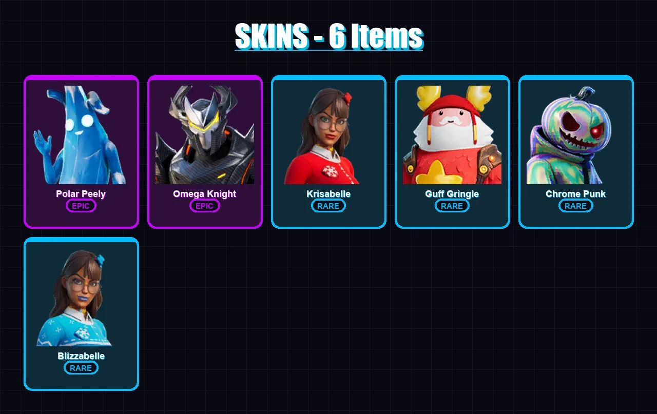 [PC/XBOX/PSN] | Polar Peely | Omega Knight | Krisabelle | Guff Gringle | Chrome Punk | 6 skin | 15 pickaxe | 14 emote | 15 glider | Lv511