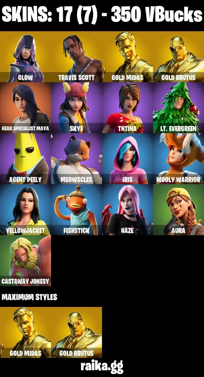 17 Skins Travis Scott Glow — Fortnite account