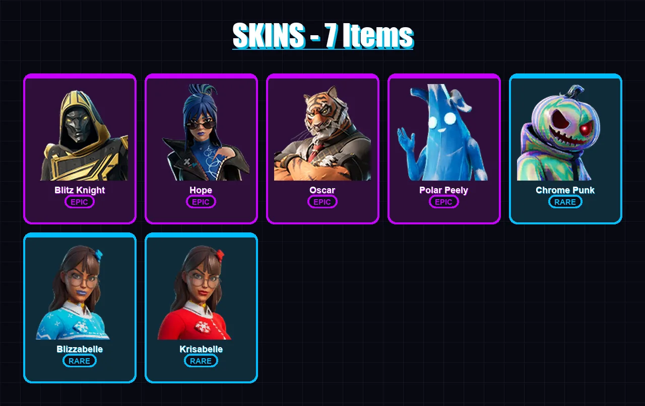 [PC/XBOX/PSN] | Blitz Knight | Hope | Oscar | Polar Peely | Chrome Punk | 7 skin | 34 pickaxe | 28 emote | 26 glider | Lv692