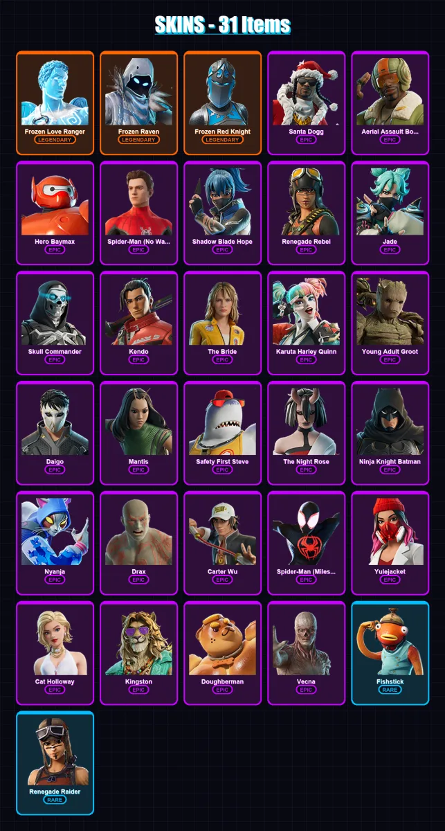 [PC/PSN] | Frozen Love Ranger | Frozen Raven | Frozen Red Knight | 31 skin | Lv152