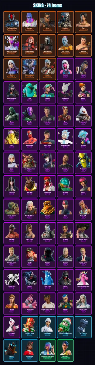 [SWITCH/XBOX/PSN/PC] | The Foundation | Kymera | Joey | Predator | Raz | 74 skin | 101 pickaxe | 68 emote | 77 glider | Lv1099