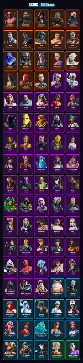 [PC/PSN] | Deadpool | Mandalorian | Blackheart | Malik | Catalyst | 85 skin | 90 pickaxe | 86 emote | 94 glider | Lv1567 — Fortnite account