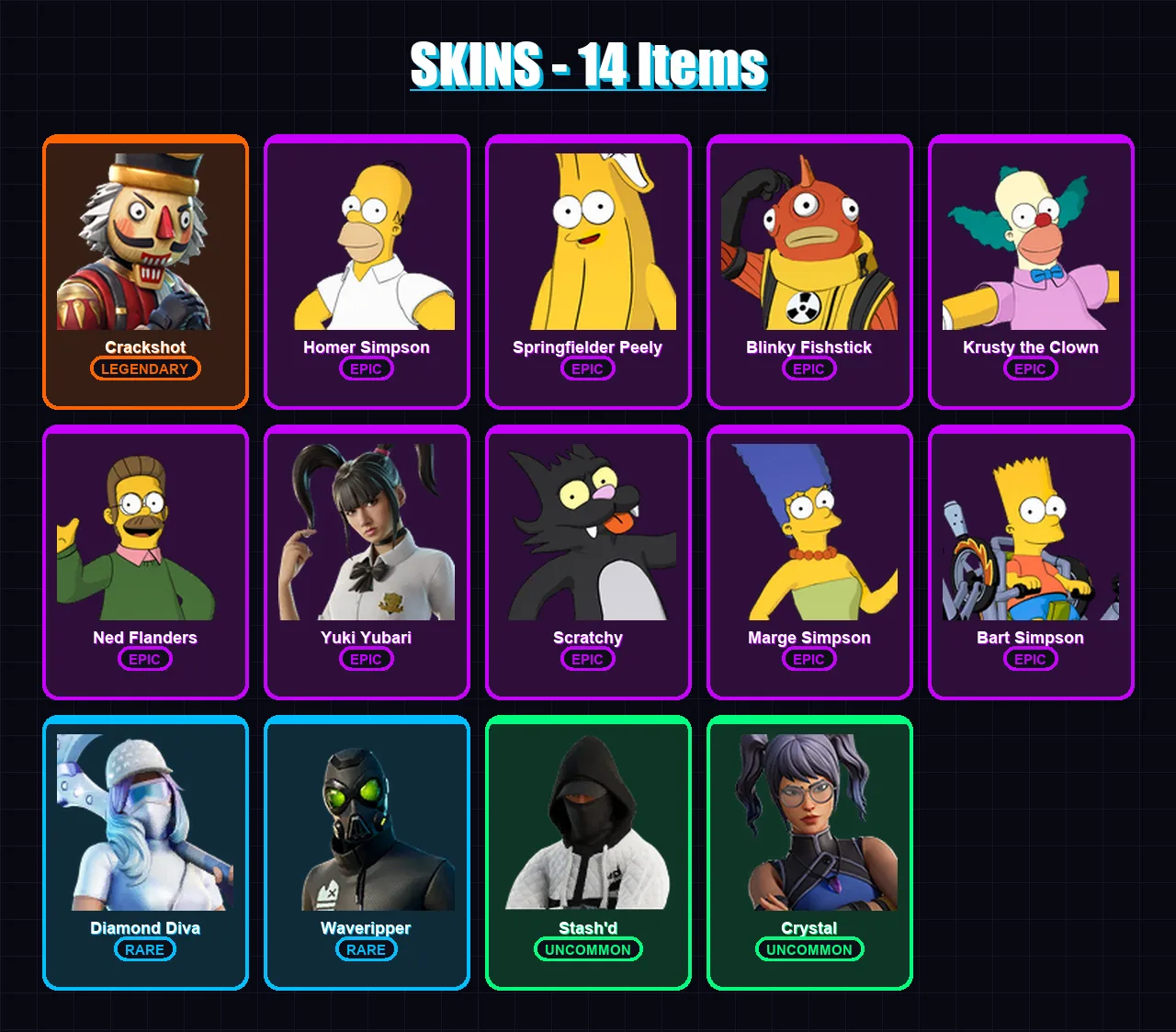 [PS4/PS5/XBOX/PC] | Crackshot | Homer Simpson | Springfielder Peely | 14 skin | Lv213 — Fortnite account