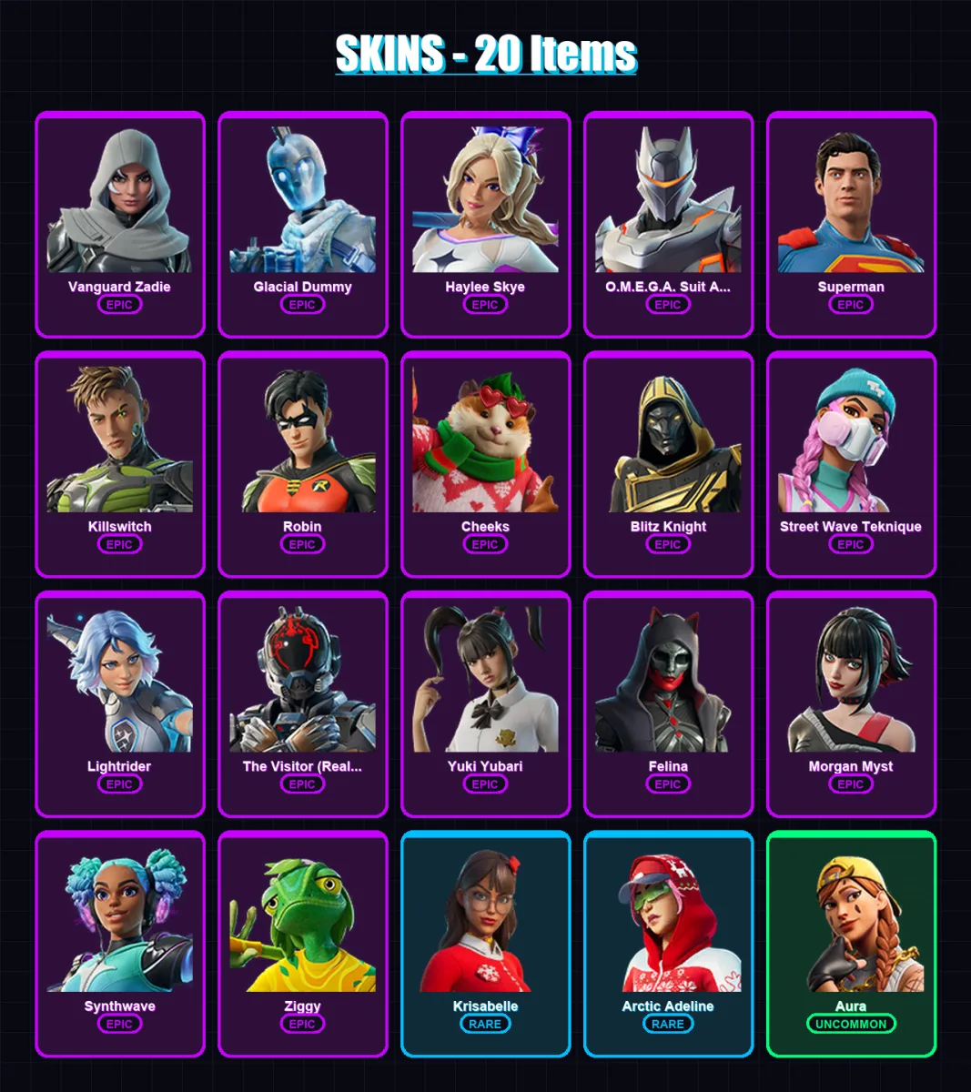 [SWITCH/XBOX/PC] | Vanguard Zadie | Glacial Dummy | Haylee Skye | 20 skin | Lv843